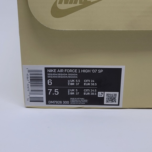 Nike Air Force 1 High '07 SP Billie Eilish Olive Men's 6 Women's 7.5 DM7926-300 - Picture 7 of 13
